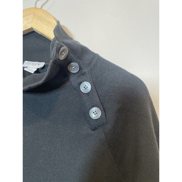 J.Crew Wide Button Collar Pullover Sweatshirt Size Small Black Long Sleeve - Picture 5 of 11
